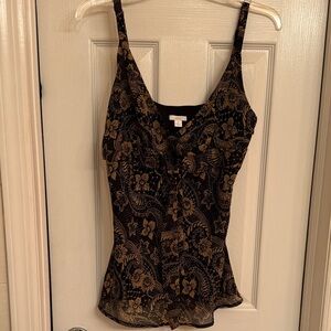 Apt. 9 Women’s Vintage Sheer Black & Gold Floral Design. Adjustable Straps.